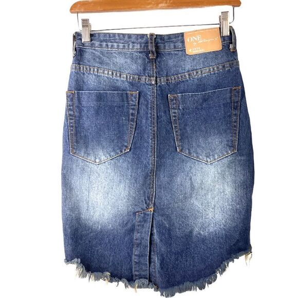 𝅺ONE Teaspoon Wilde High Waist Denim Skirt US 26 - Picture 3 of 7